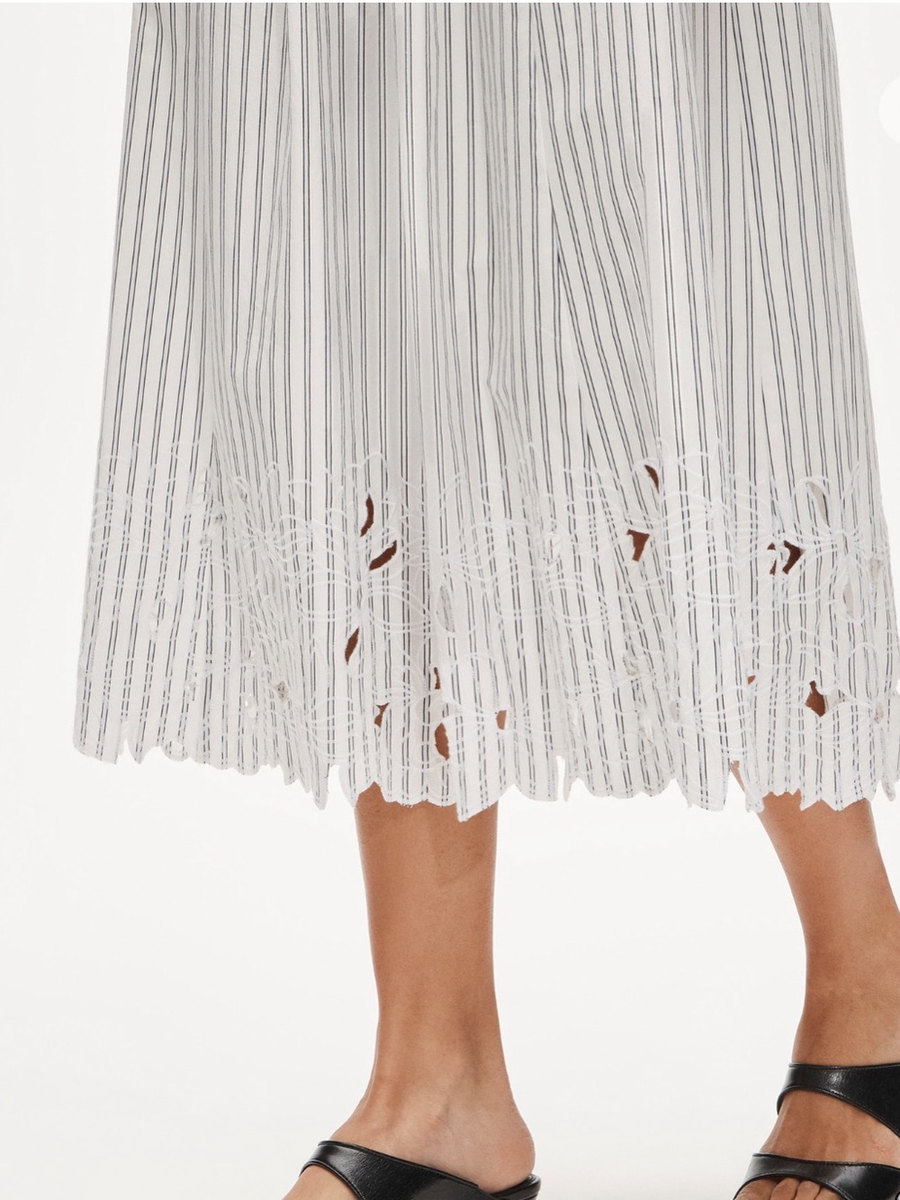 J. CREW Embroidered pull-on midi skirt in striped cotton poplin XS !Modified! - Picture 2 of 9
